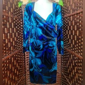 VENUS Blue Floral Midi Dress